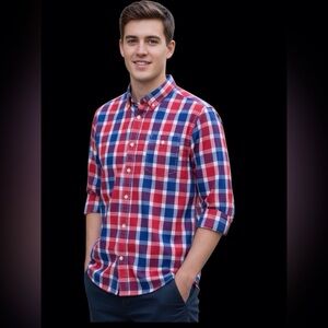 NWT...Mens Aeropostale Long Sleeve Button Down Collar Size Medium Cotton Shirt